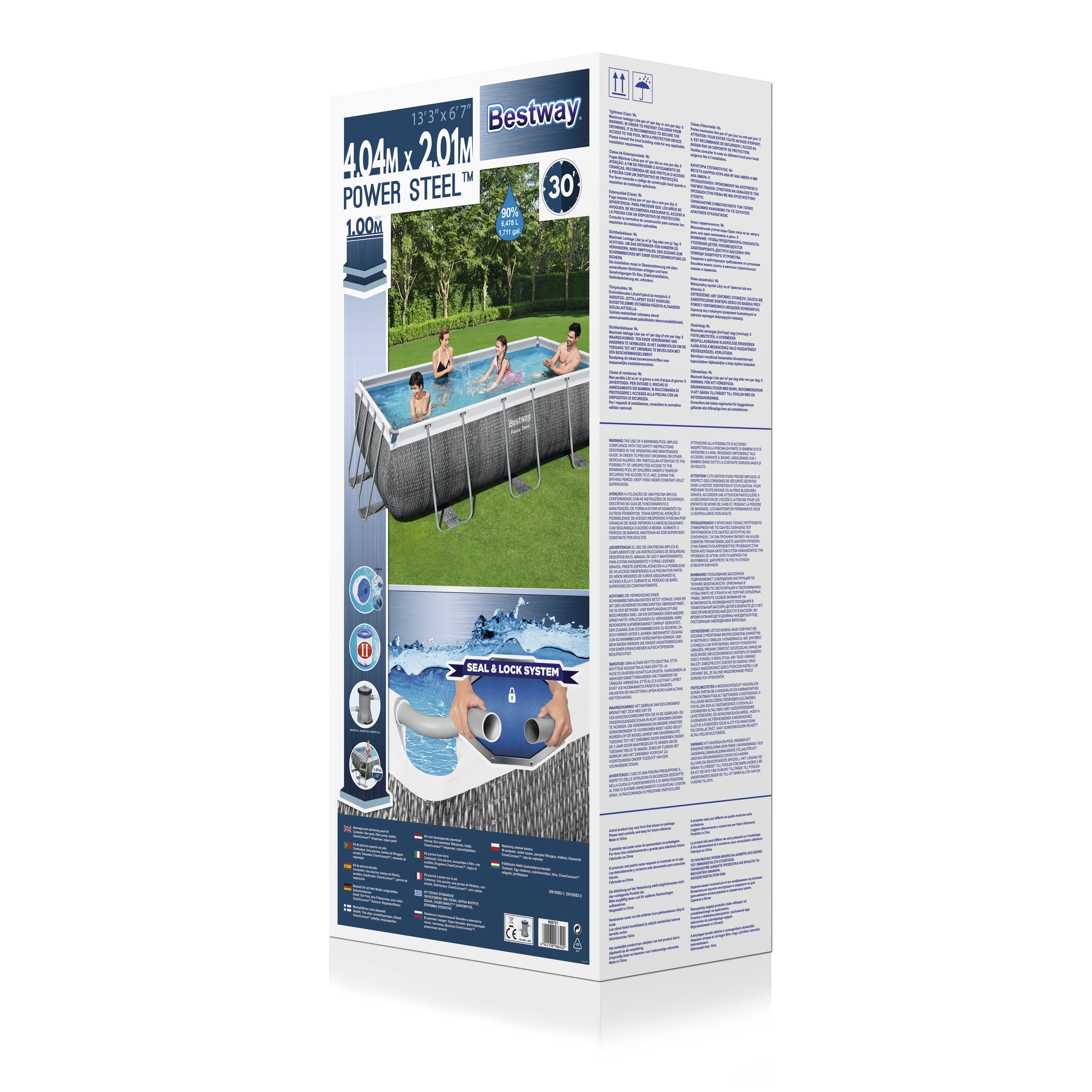 Piscina con struttura rettangolare rattan 4.04m x 2.01m x 1.00m Power Steel Bestway 56721