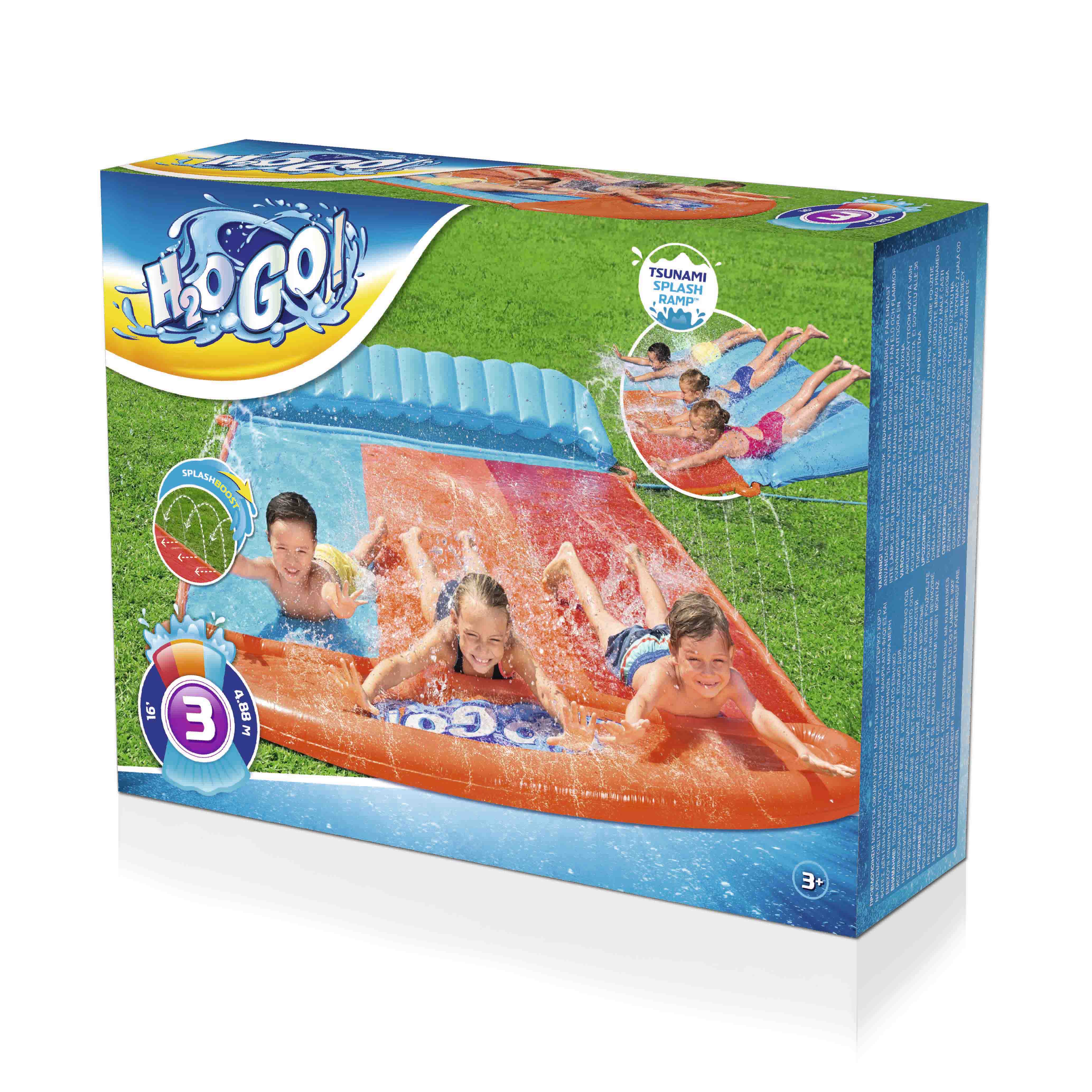 Scivolo triplo gonfiabile H2OGO Tsunami Splash Ramp 488 cm Bestway 52479