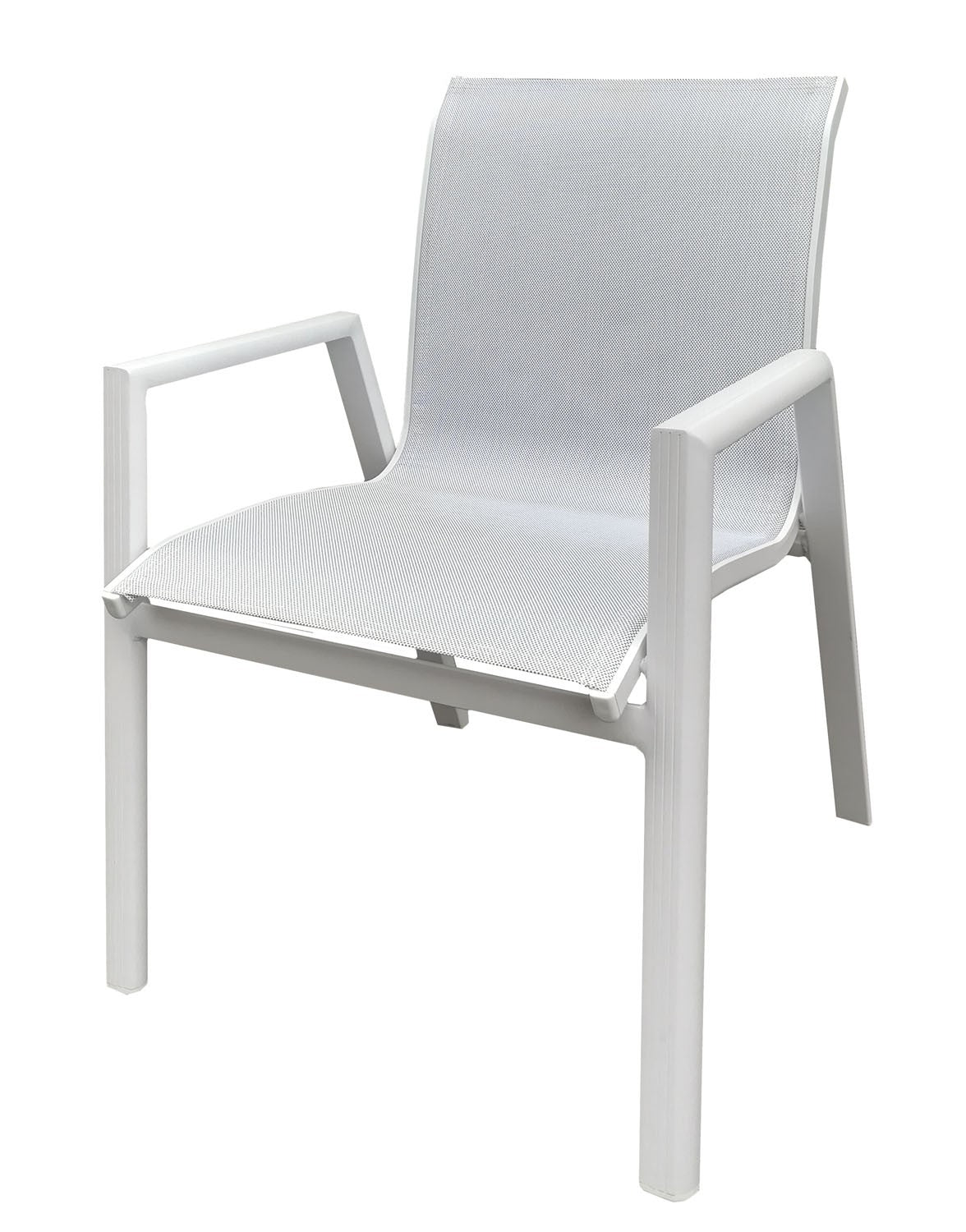 Sedia Poltrona elegante in alluminio bianco e Textilene da giardino esterno Alu White