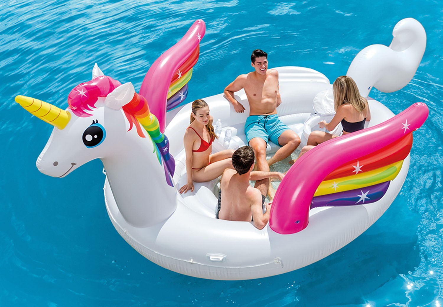 Piscina galleggiante Unicorno 503x335x173 cm - Isola Party Unicorno Intex 57266 NP