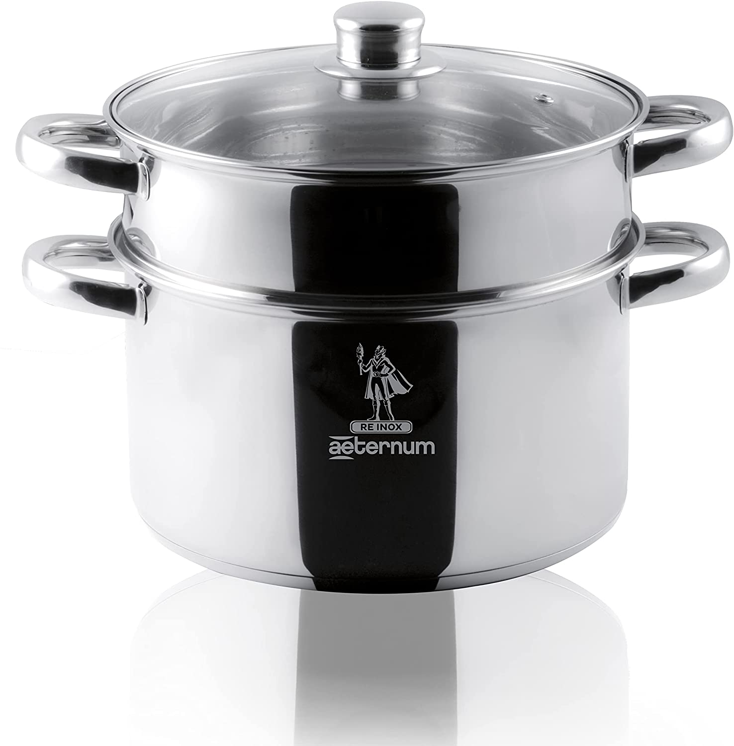 Vaporiera pentola con cestello in acciaio e coperchio in vetro Aeternum