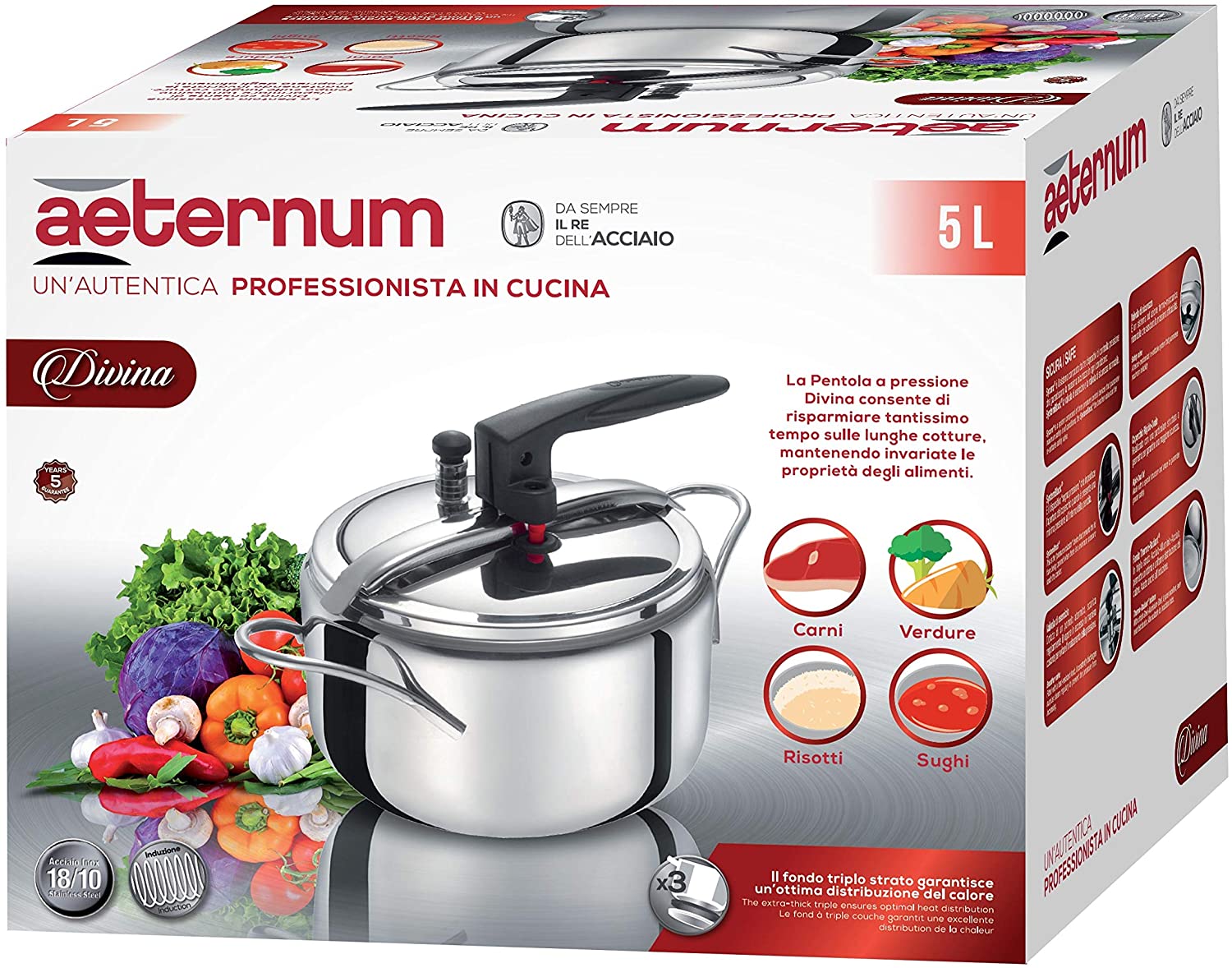 Pentola a pressione in acciaio inox Aeternum Divina