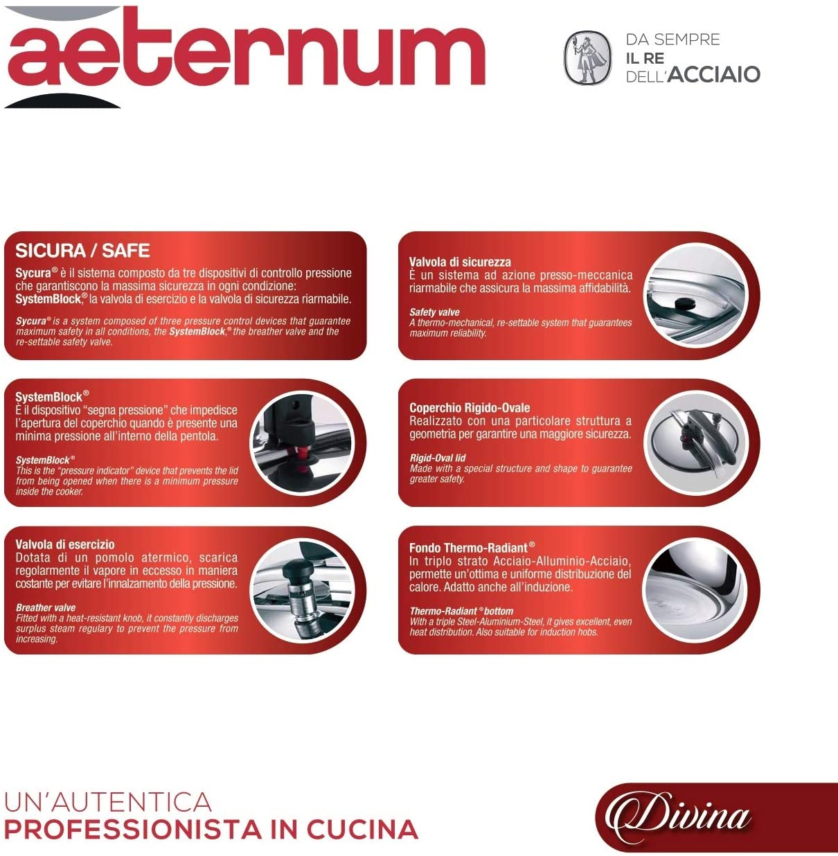Pentola a pressione in acciaio inox Aeternum Divina