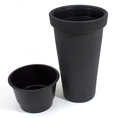 Vaso Kono effetto finta pietra colori nero e terracotta DPC Prosperplast