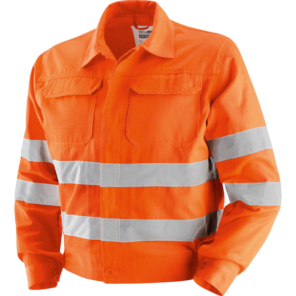 Giubbino giacca alta visibilità arancione con fasce retroriflettenti catarinfrangenti