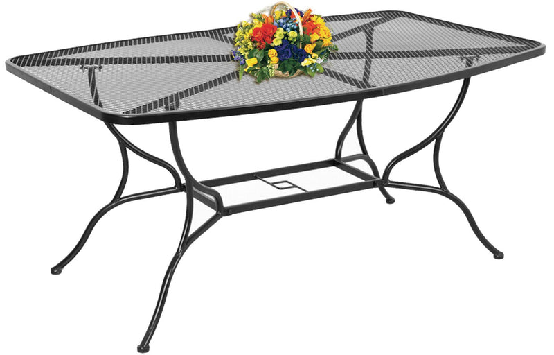 Tavolo in acciaio da esterno 151x97xH72 cm piano grigliato Mango nero