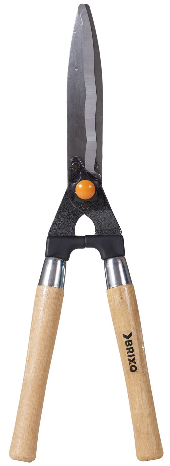 Forbici tagliasiepi con lama ondulata in acciaio da 20 cm e manico in legno - Brixo Basic line regolabile