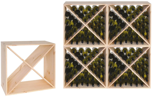 Cantinetta portabottiglie cubo in legno massello Alberiamo
