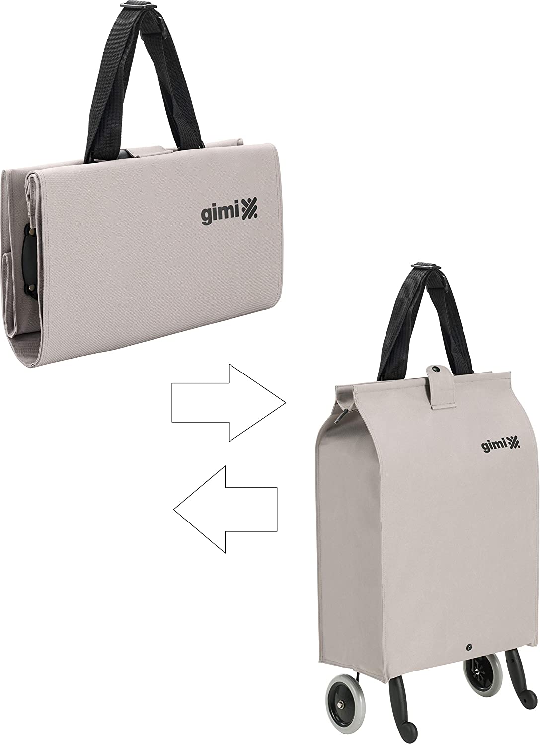 Carrello portaspesa trolley richiudibile con maniglia Gimi Brava Plus Beige