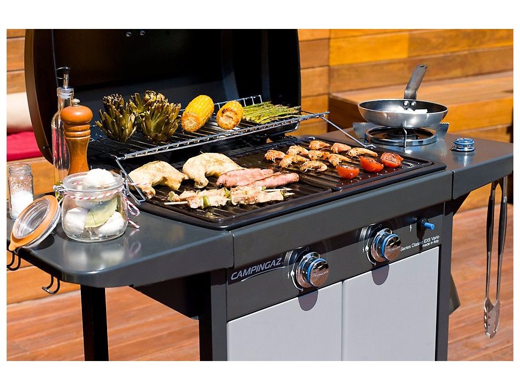 Barbecue a gas con piano di cottura in ghisa 60x35 cm. Campingaz 2 Series Classic EXS vario