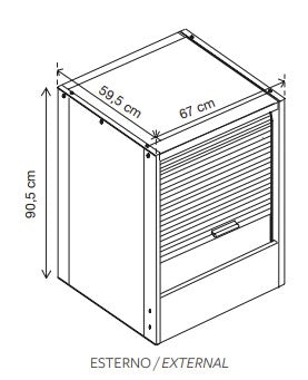 Mobile armadio coprilavatrice a serrandina in plastica resina L67xP59xH91cm Garofalo