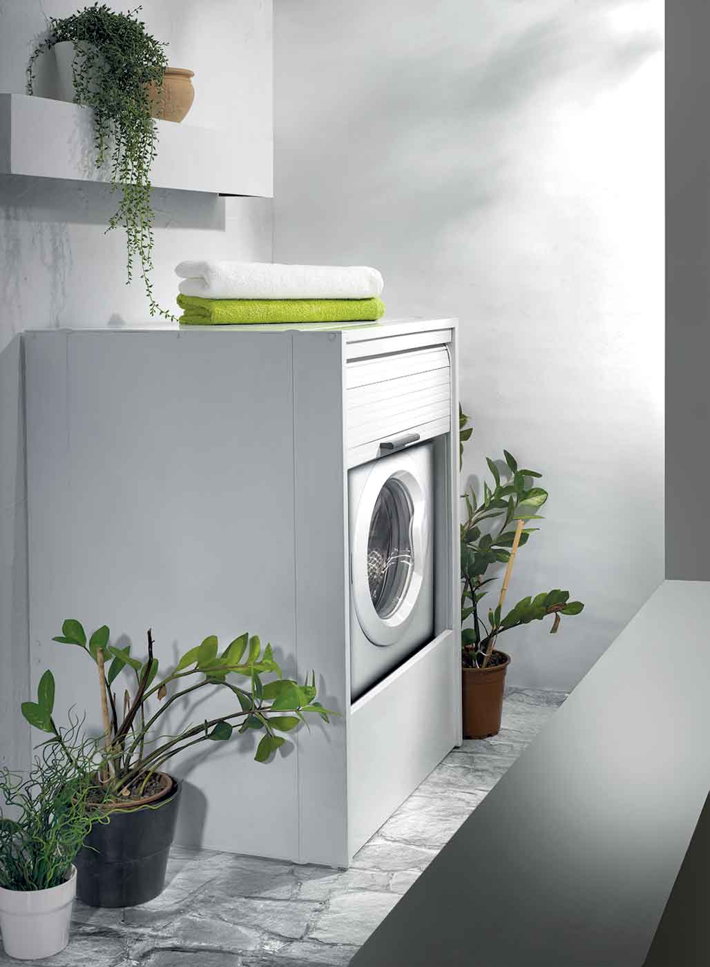 Mobile armadio coprilavatrice a serrandina in plastica resina L67xP59xH91cm Garofalo