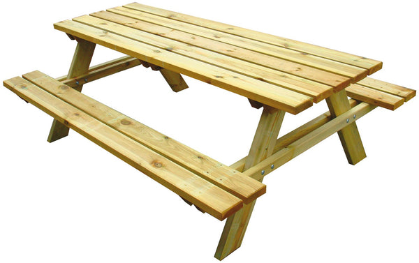 Tavolo in legno con panche 200X150X70 cm da giardino Picnic Lasa impregnato