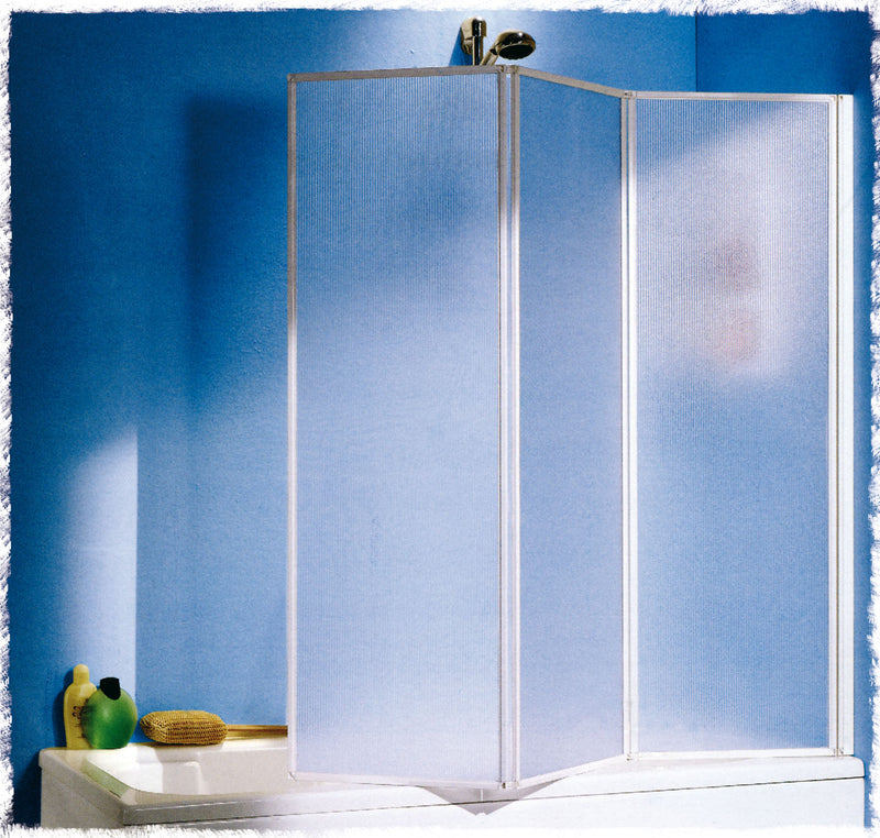 Box doccia per vasca a parete in alluminio a 3 ante