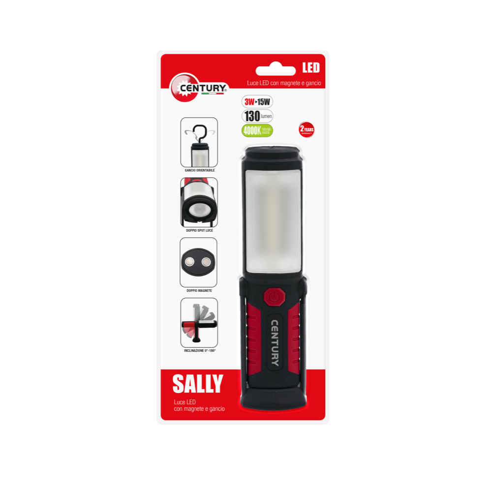 Torcia LED 3W orientabile con magnete modello sally