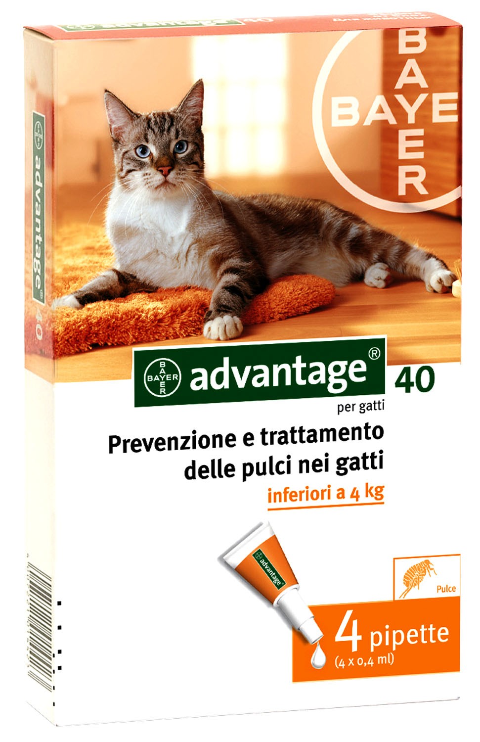 Advantage spot on 40 mg Gatto inferiore 4 kg  4 pipette