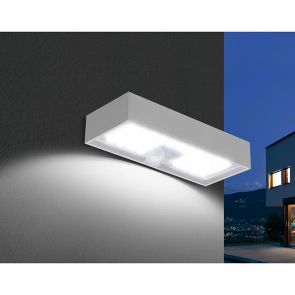 Plafoniera applique lampada led da esterno a muro con pannello solare e sensori di movimento 6 Watt 800 lumen Century Domino