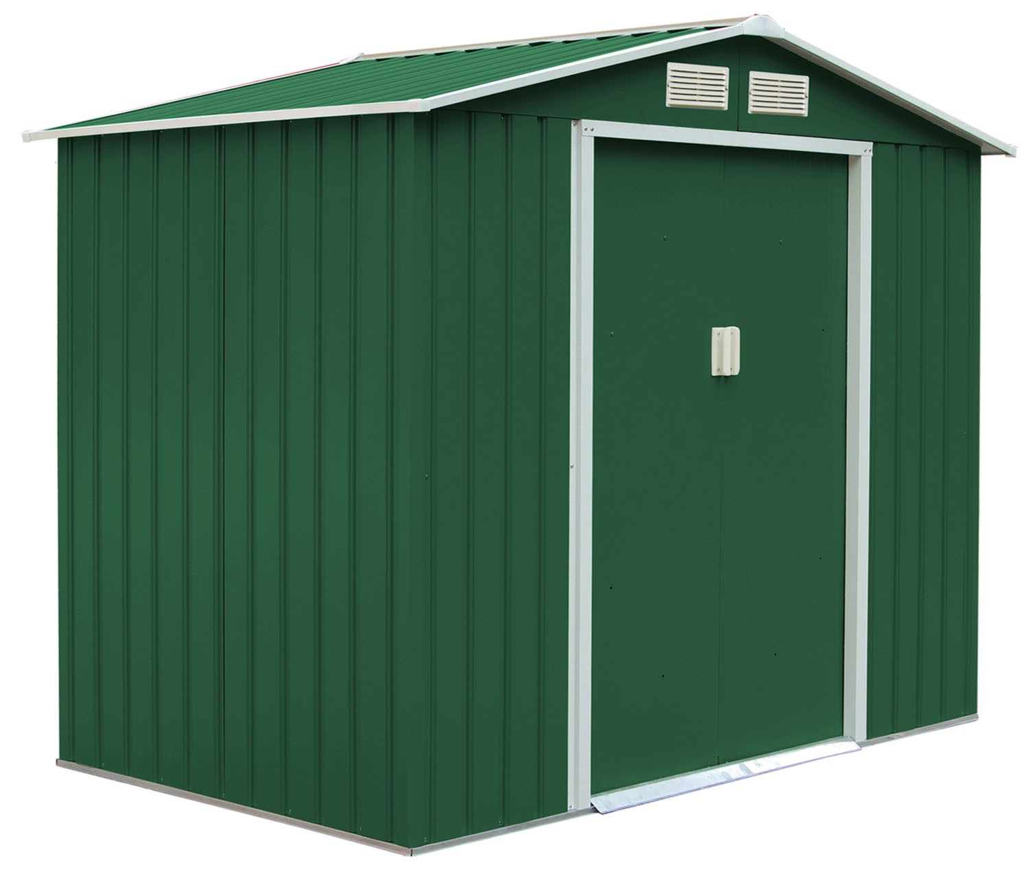 Casetta box porta attrezzi in lamiera L277xP191xh202cm verde porte scorrevoli