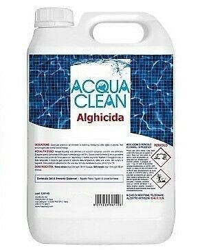 Alghicida anti alghe liquido da 5 Lt trattamento chimico per piscina Acqua Clean