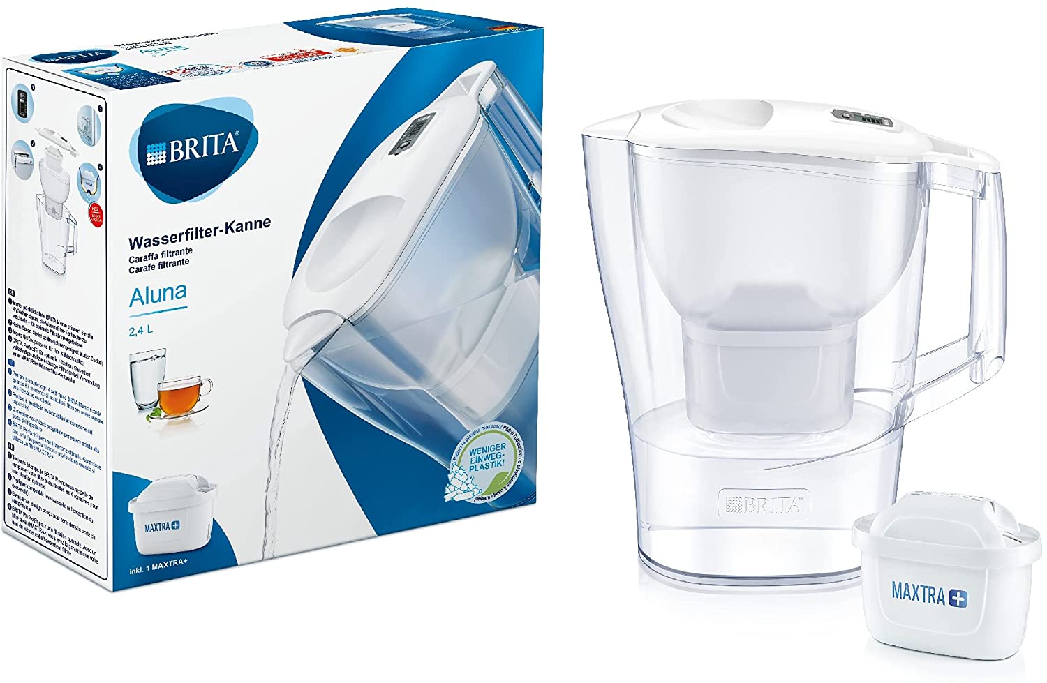 Caraffa filtrante per acqua con filtro in dotazione Aluna White Brita