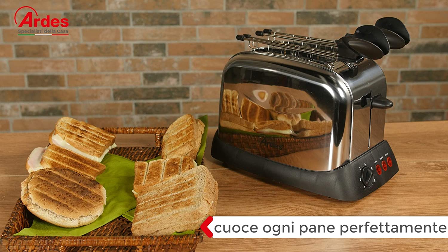 Tostapane tostiera 2 fette i acciaio inox Tosto AR 1T30 Ardes