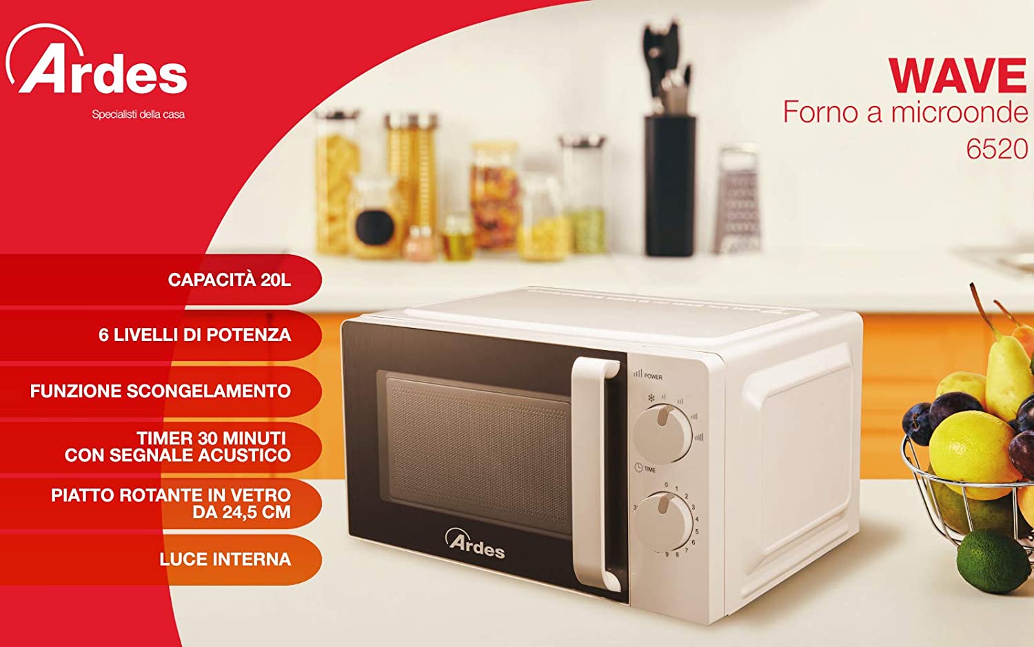 Forno a microonde 1100 watt Wave AR6520 Ardes