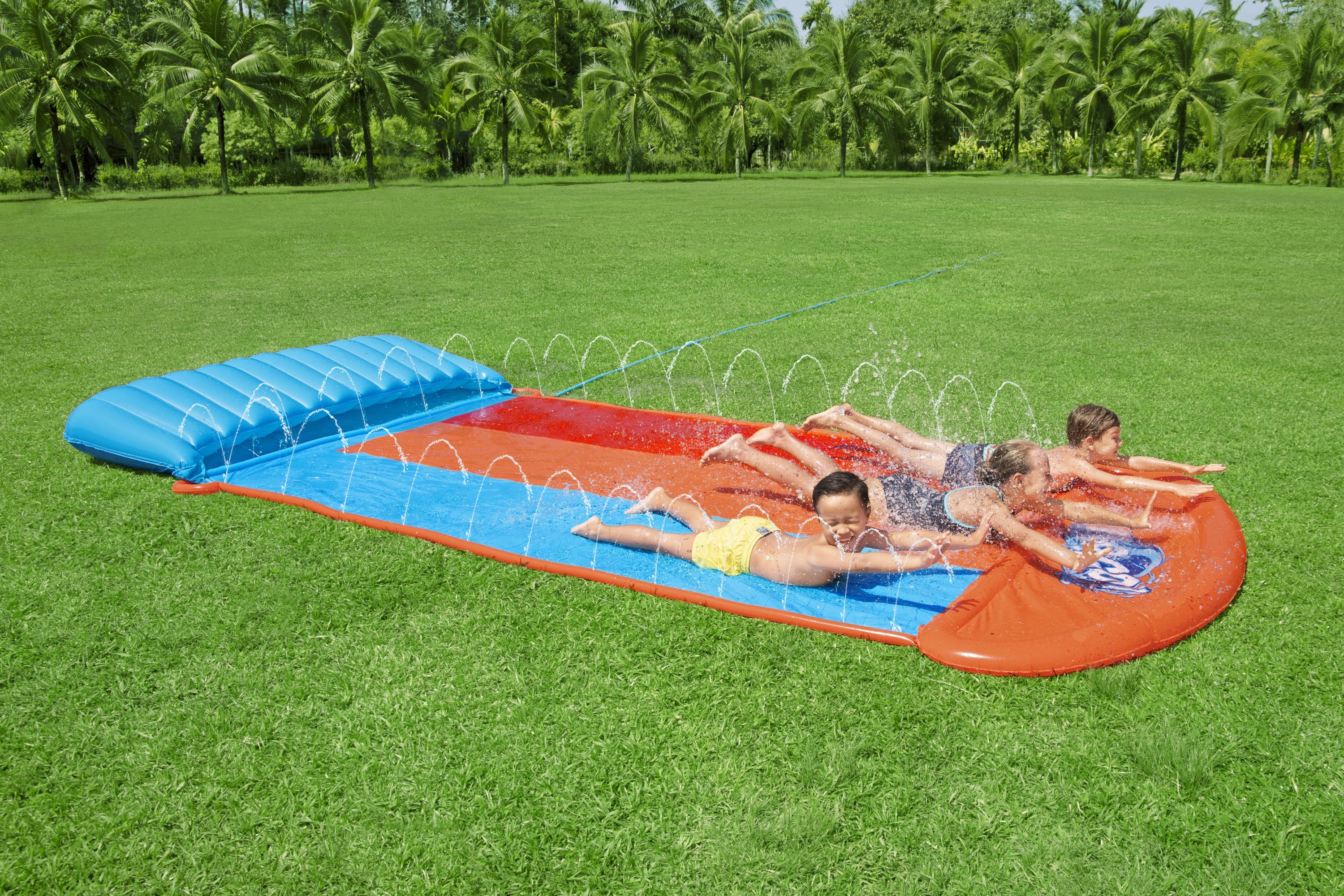 Scivolo triplo gonfiabile H2OGO Tsunami Splash Ramp 488 cm Bestway 52479