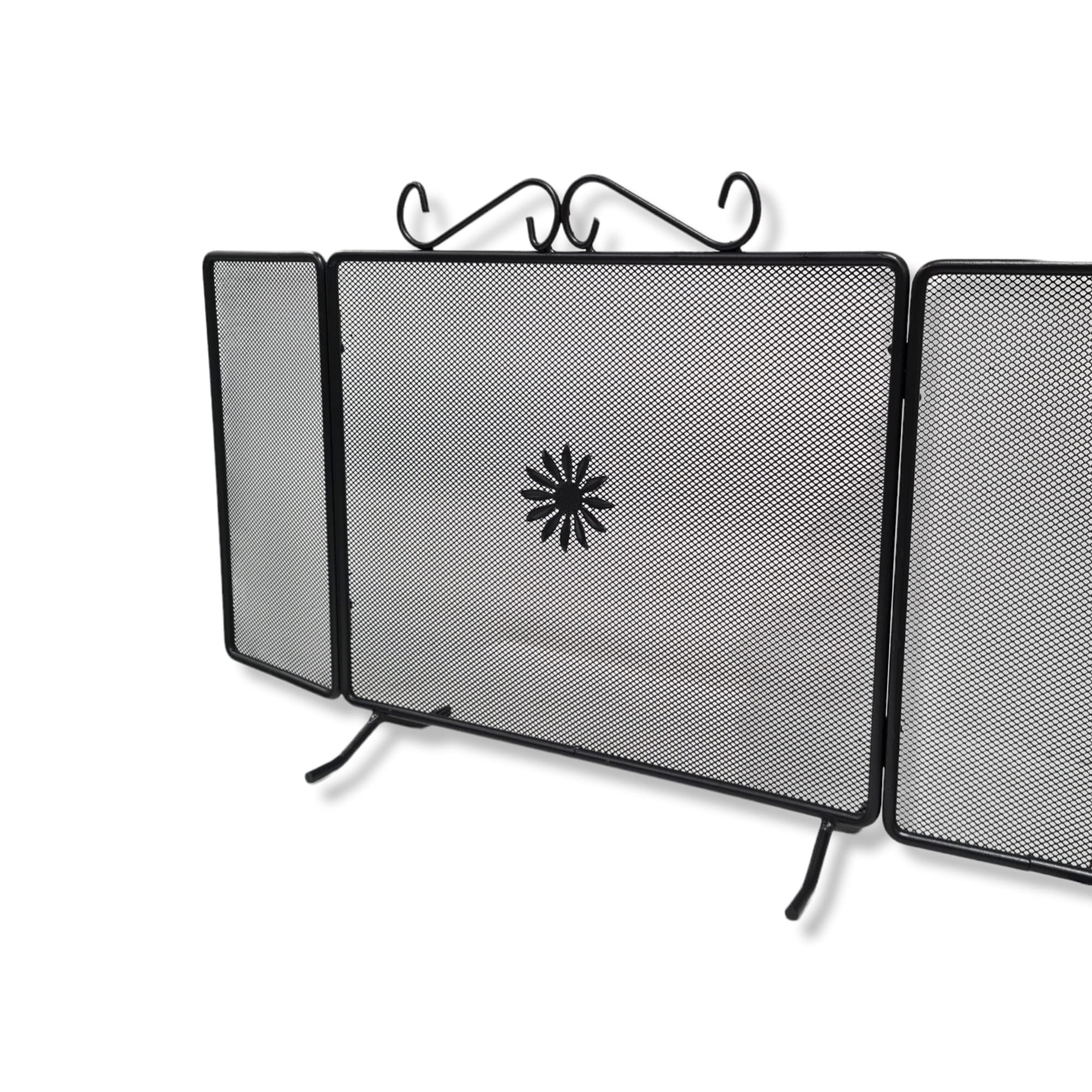 Parascintille schermo per camino caminetto in ferro battuto con ante laterali richiudibili