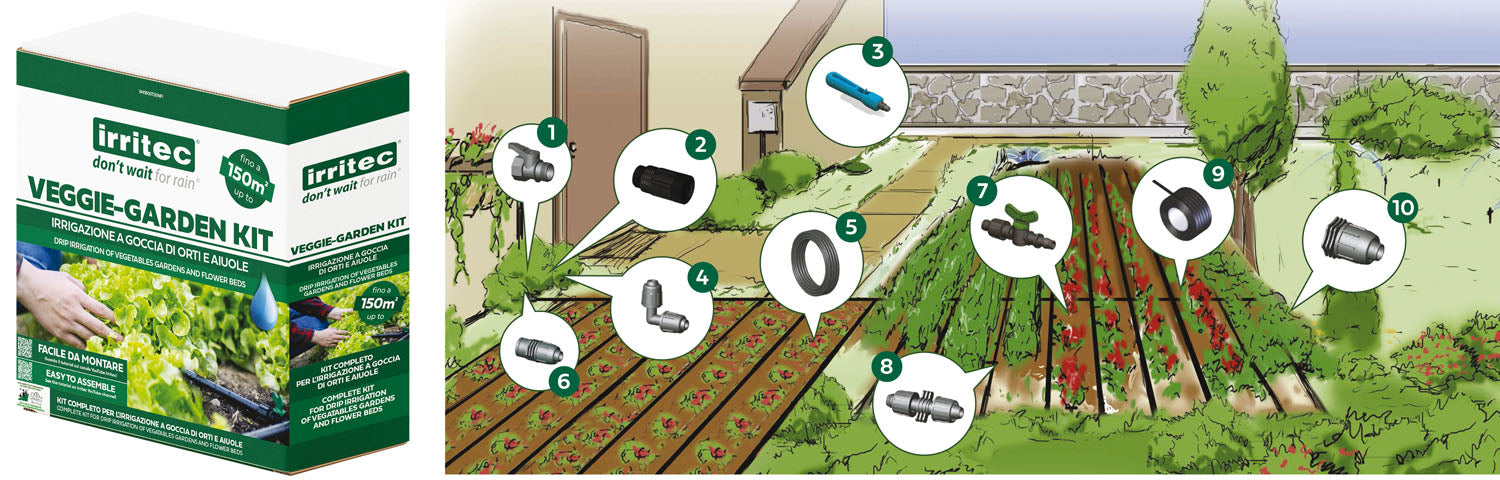 Kit irrigazione a goccia da giardino e orto Veggie-Garden Irritec