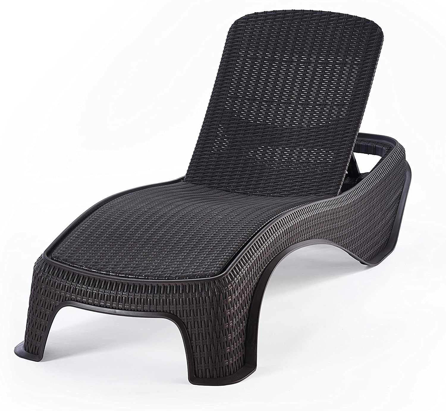 Lettino da giardino reclinabile in resina effetto Rattan colore Antracite bordo piscina Keter Atlantic Sunlounger