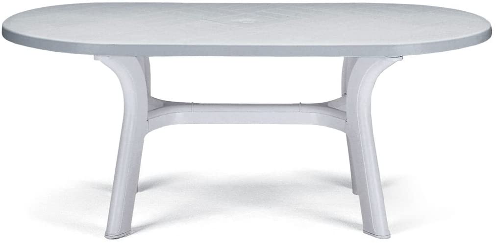Tavolo ovale in resina bianco da esterno Pagoda Grandsoleil