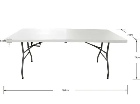 Tavolo pieghevole a valigetta 180x75xH74 cm Camping Bianco