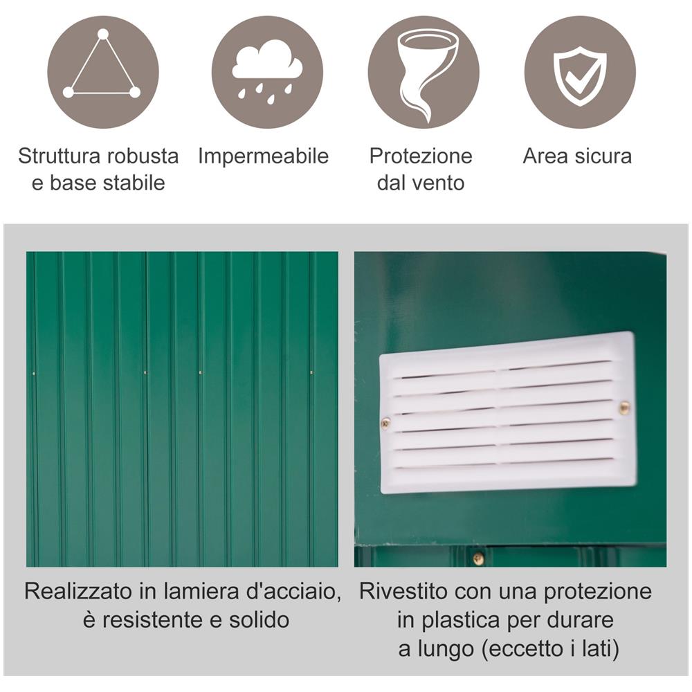 Casetta box deposito porta attrezzi in lamiera cm 340x319 verde con 2 po