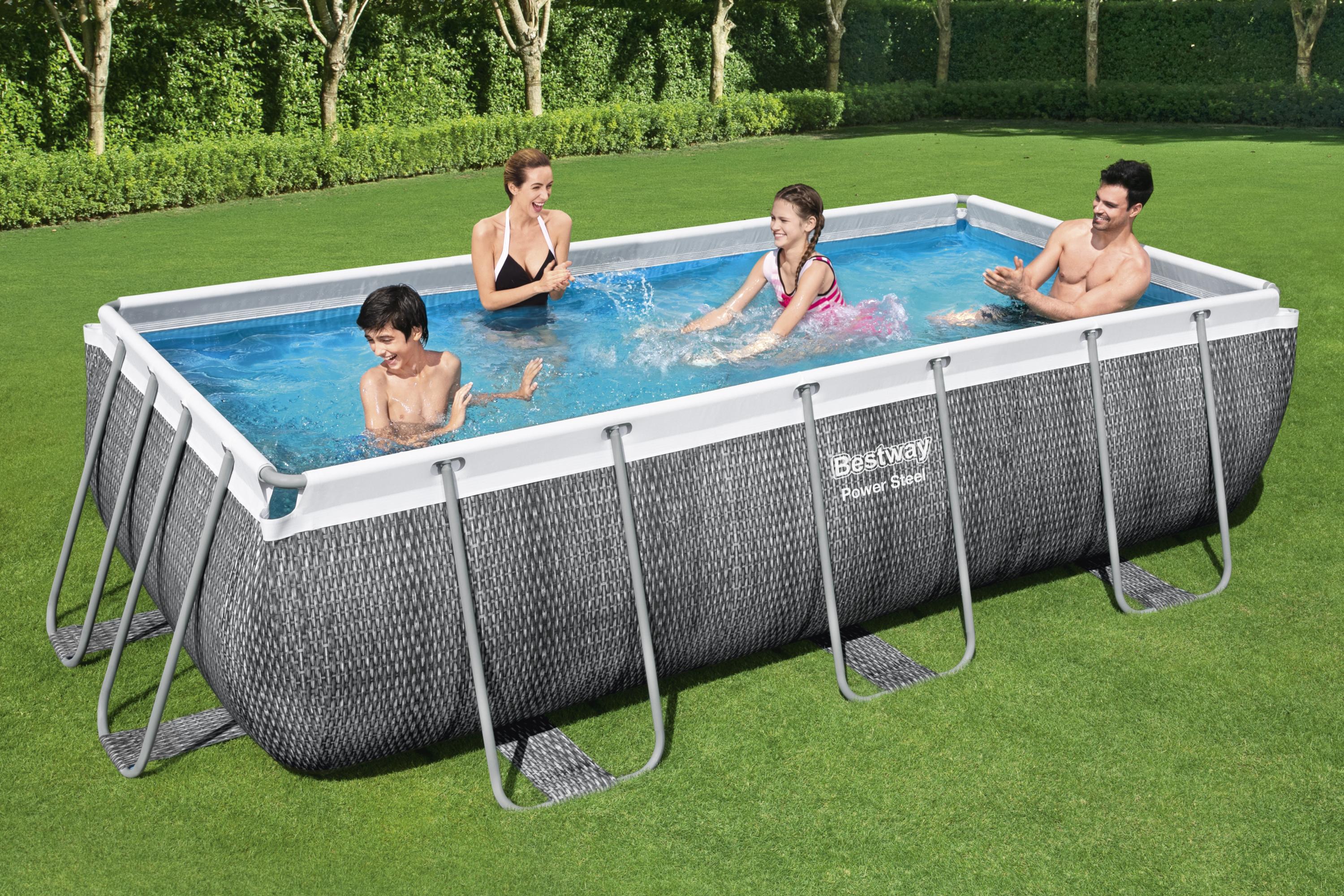 Piscina con struttura rettangolare rattan 4.04m x 2.01m x 1.00m Power Steel Bestway 56721