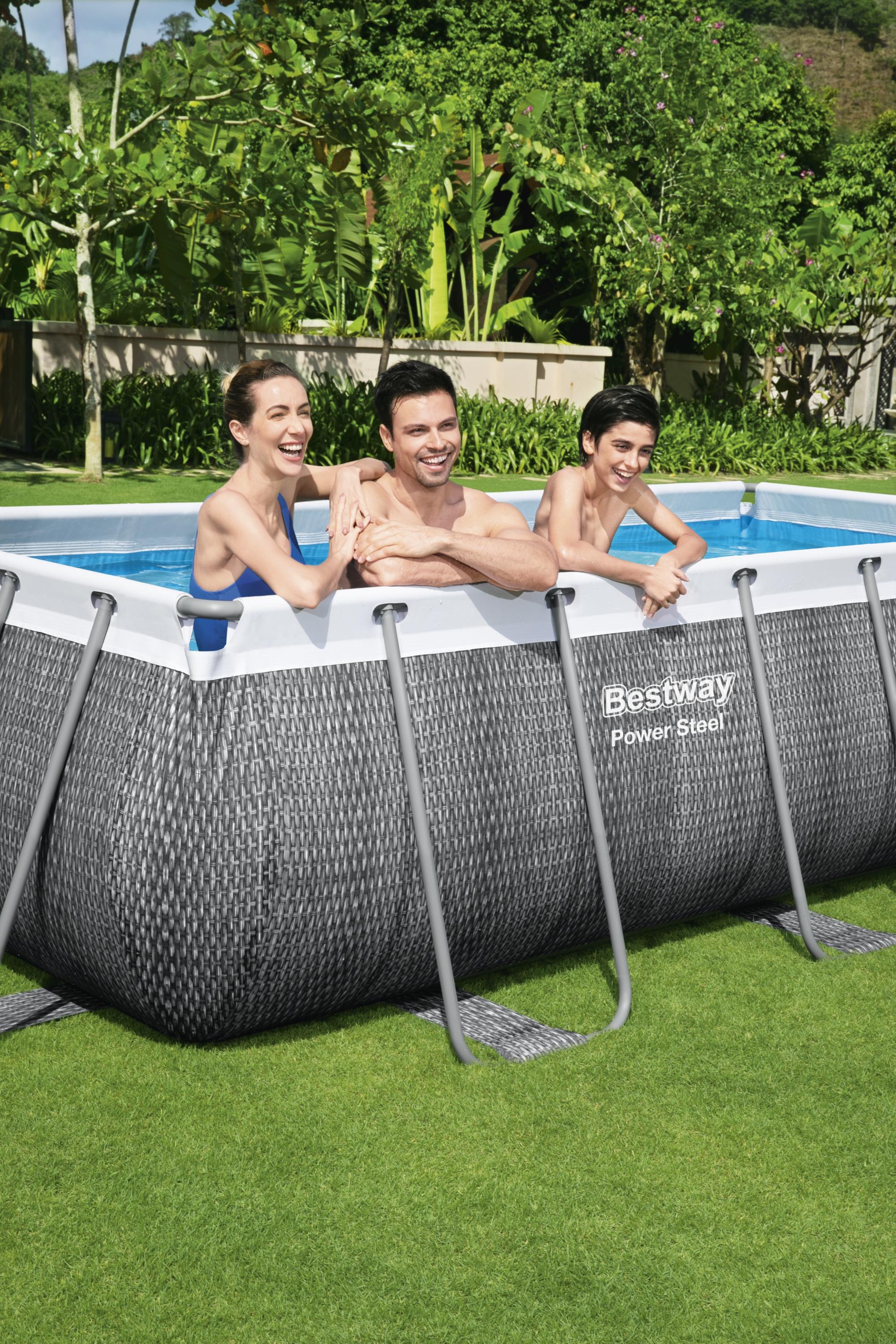 Piscina con struttura rettangolare rattan 4.04m x 2.01m x 1.00m Power Steel Bestway 56721