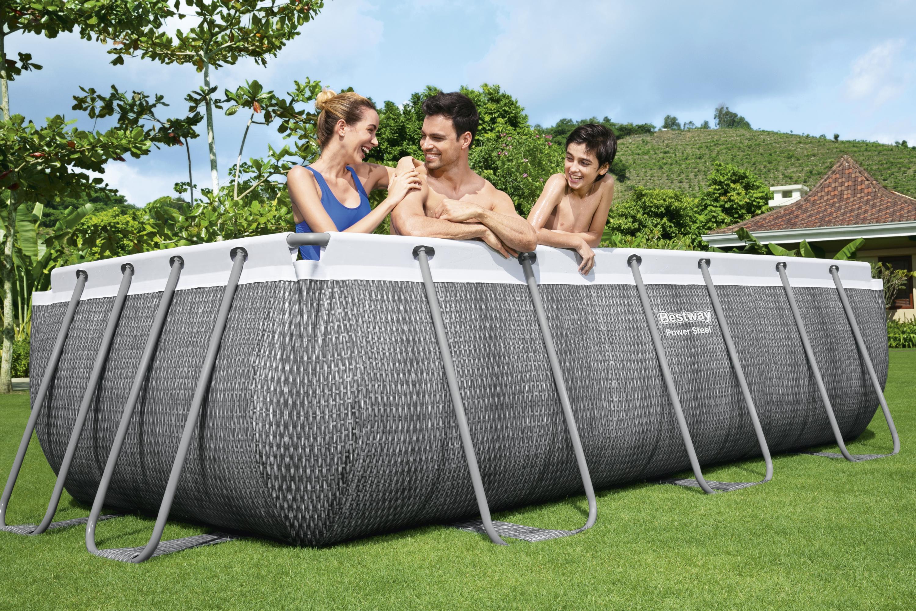 Piscina con struttura rettangolare rattan 4.04m x 2.01m x 1.00m Power Steel Bestway 56721