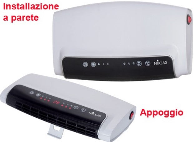 Termoventilatore da parete e d'appoggio PTC Split Urban 1200W 3 potenze Niklas