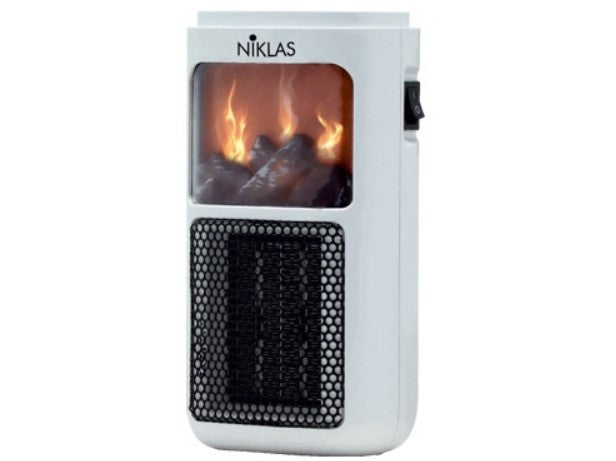 Stufetta termoventilatore elettrica effetto fuoco vivo Niklas PTC Plugin Fuego