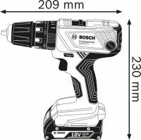 Trapano Avvitatore con percussione 18V + 2 batterie BOSCH Professional GSB18V-21