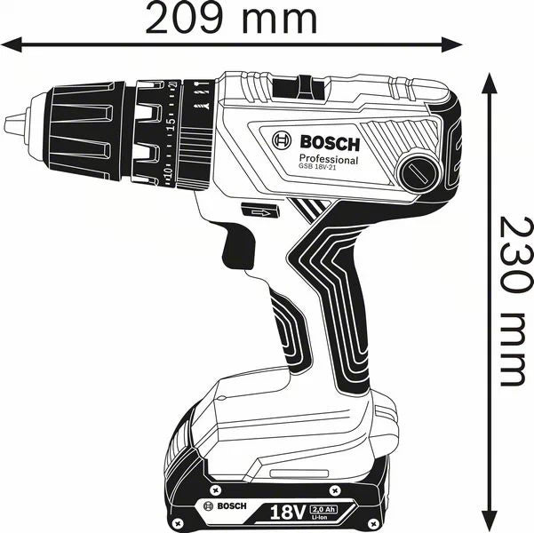 Trapano Avvitatore con percussione a batteria BOSCH GSB 18V-21 con 2 batterie