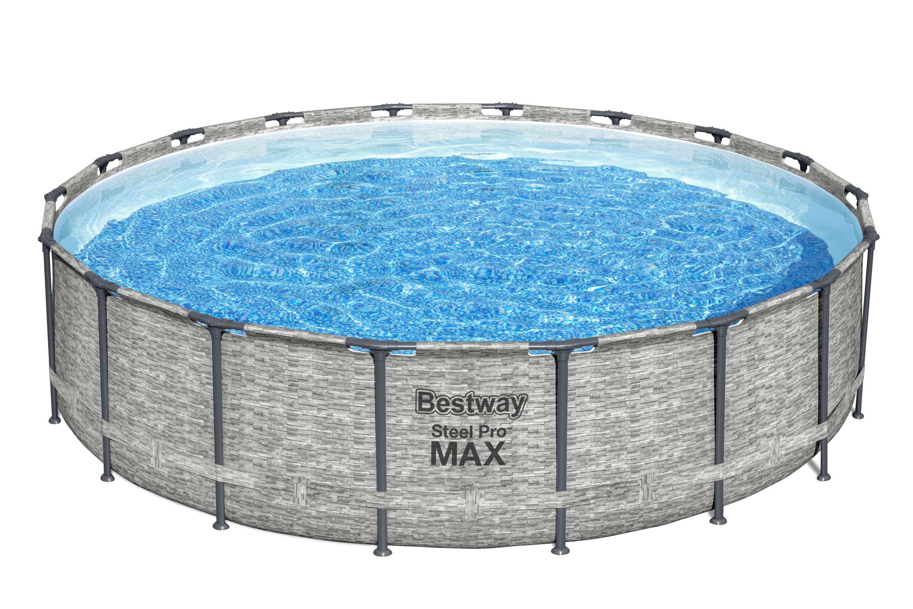 Piscina con struttura rotonda Steel Pro MAX effetto pietra 549x122 cm Bestway 5618Y