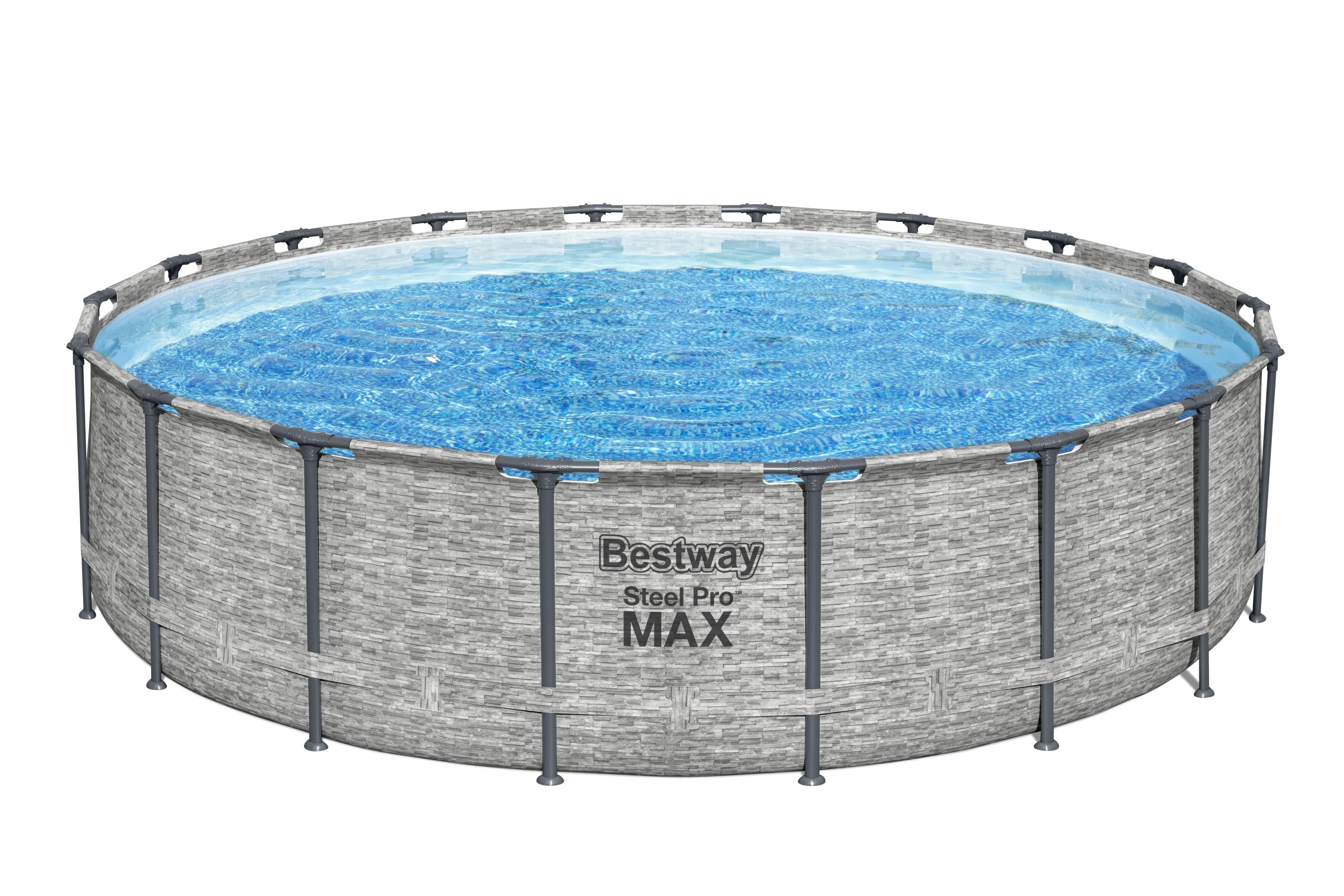 Piscina con struttura rotonda Steel Pro MAX effetto pietra 549x122 cm Bestway 5618Y