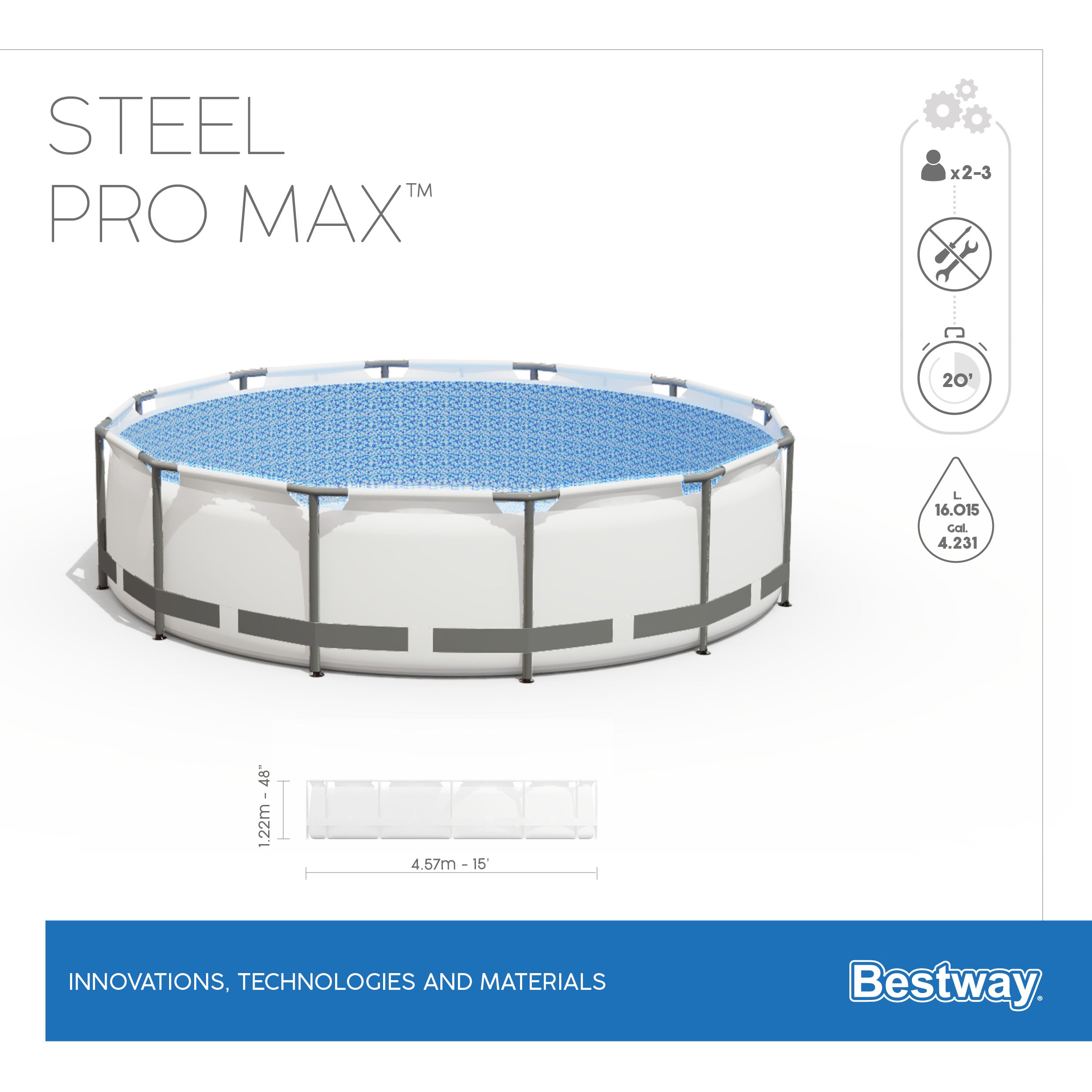 Piscina tonda con struttura Steel Pro Max 457X122 cm Bestway 56438