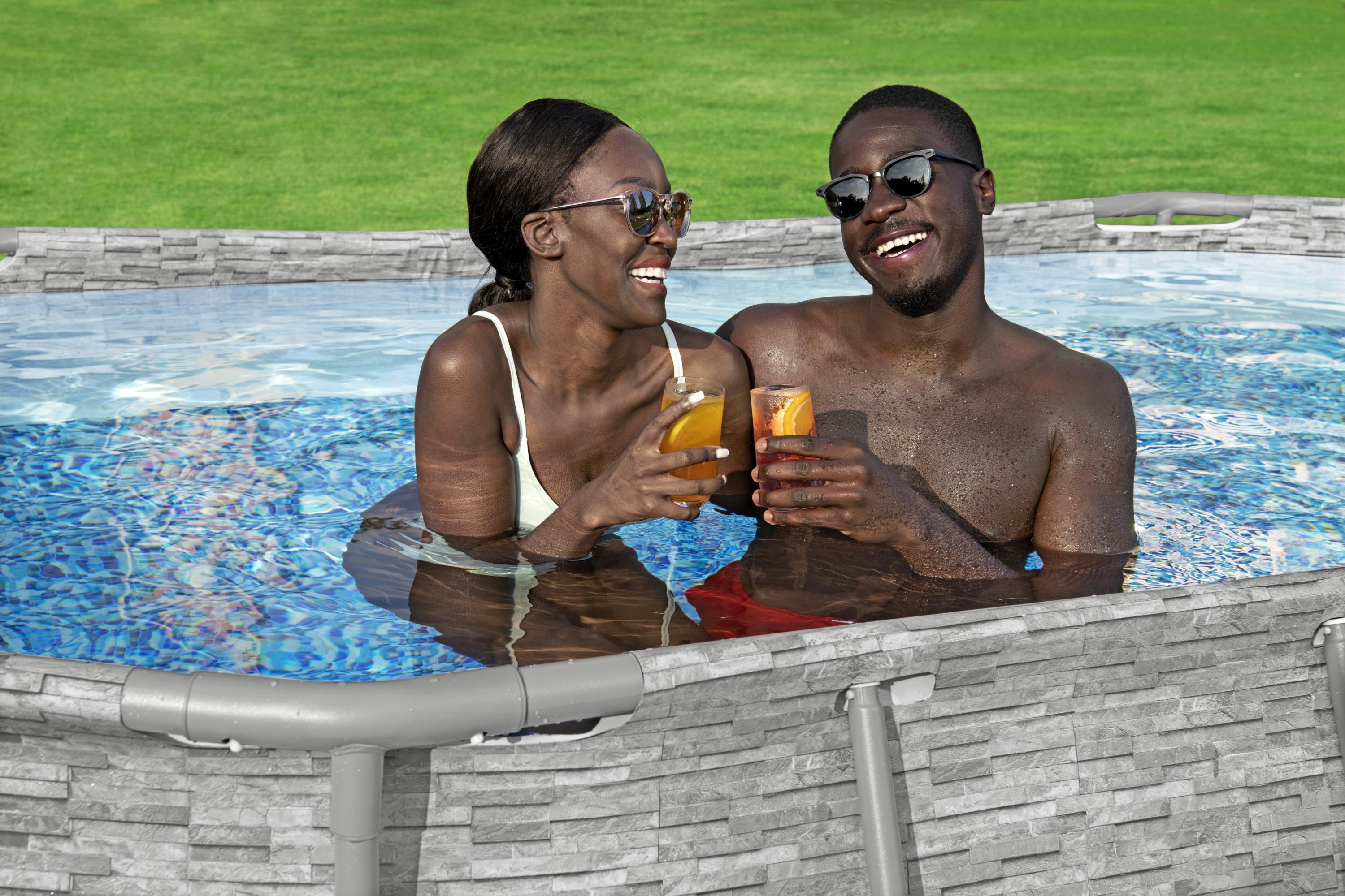 Piscina Power Steel Swim Vista Series II Ovale effetto marmo con Oblò Bestway 56714