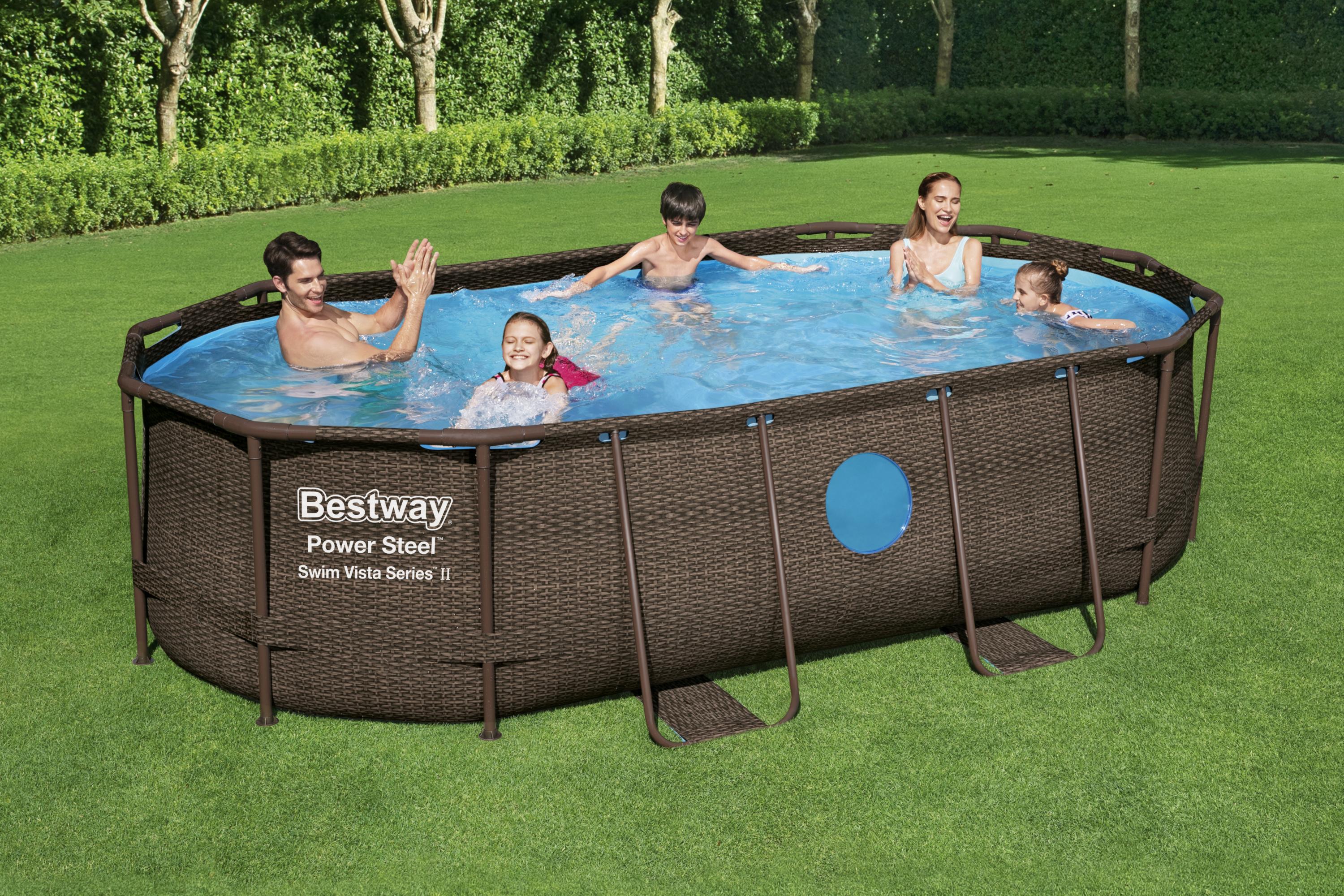Piscina Power Steel Swim Vista II Series Ovale Con Oblò 427X250X100 cm Bestway 56714
