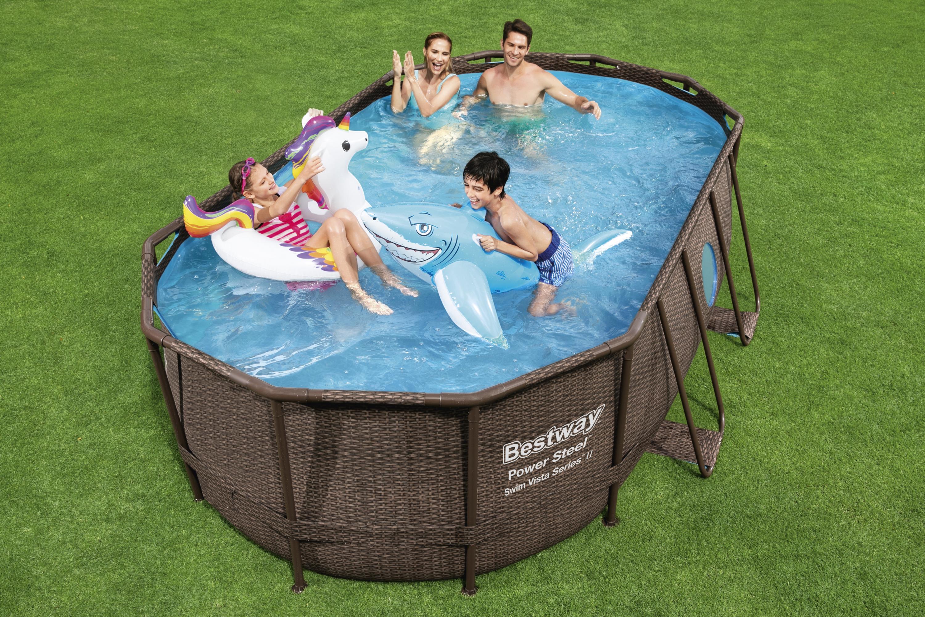 Piscina Power Steel Swim Vista II Series Ovale Con Oblò 427X250X100 cm Bestway 56714