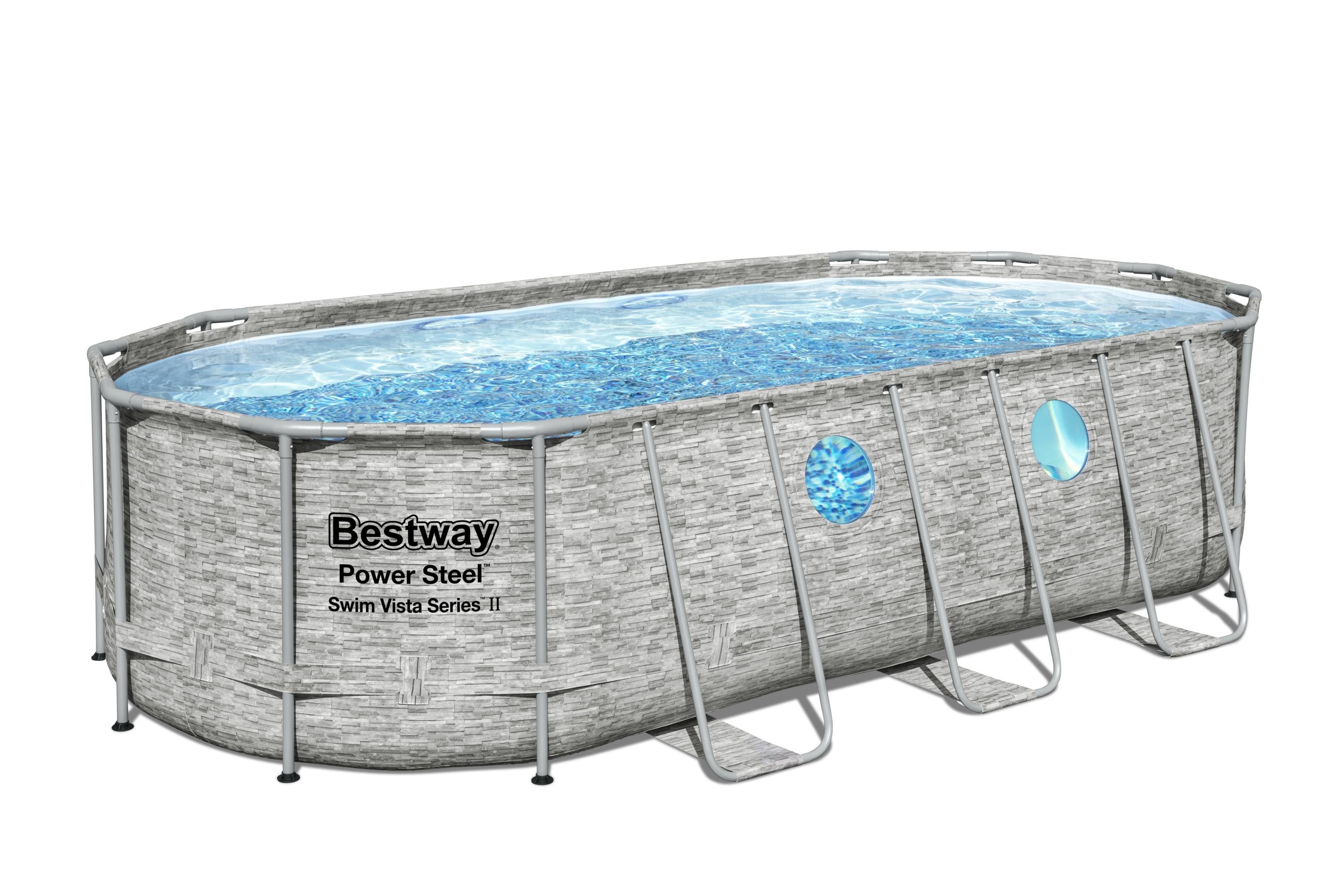 Piscina Ovale rattan con Oblò Power Steel Swim Vista 549x274x122 cm Bestway 56716