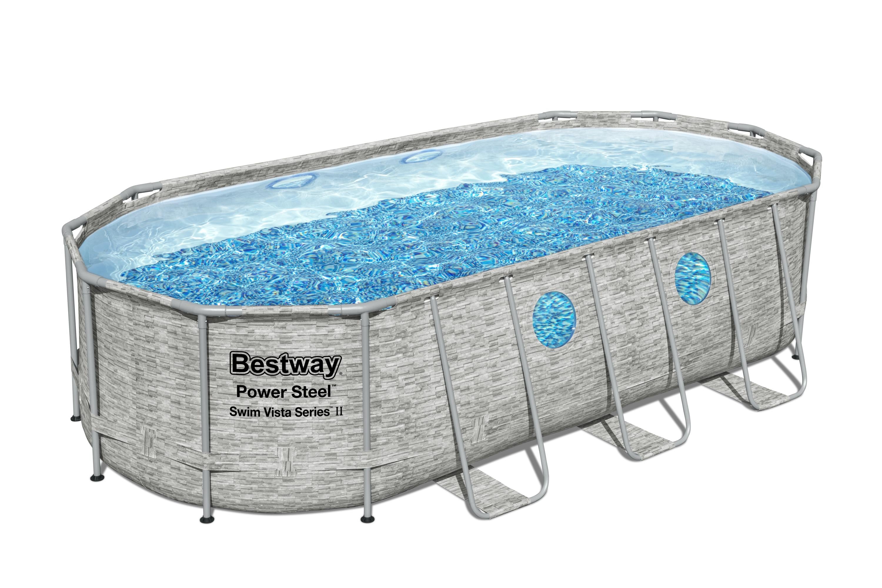 Piscina Ovale rattan con Oblò Power Steel Swim Vista 549x274x122 cm Bestway 56716