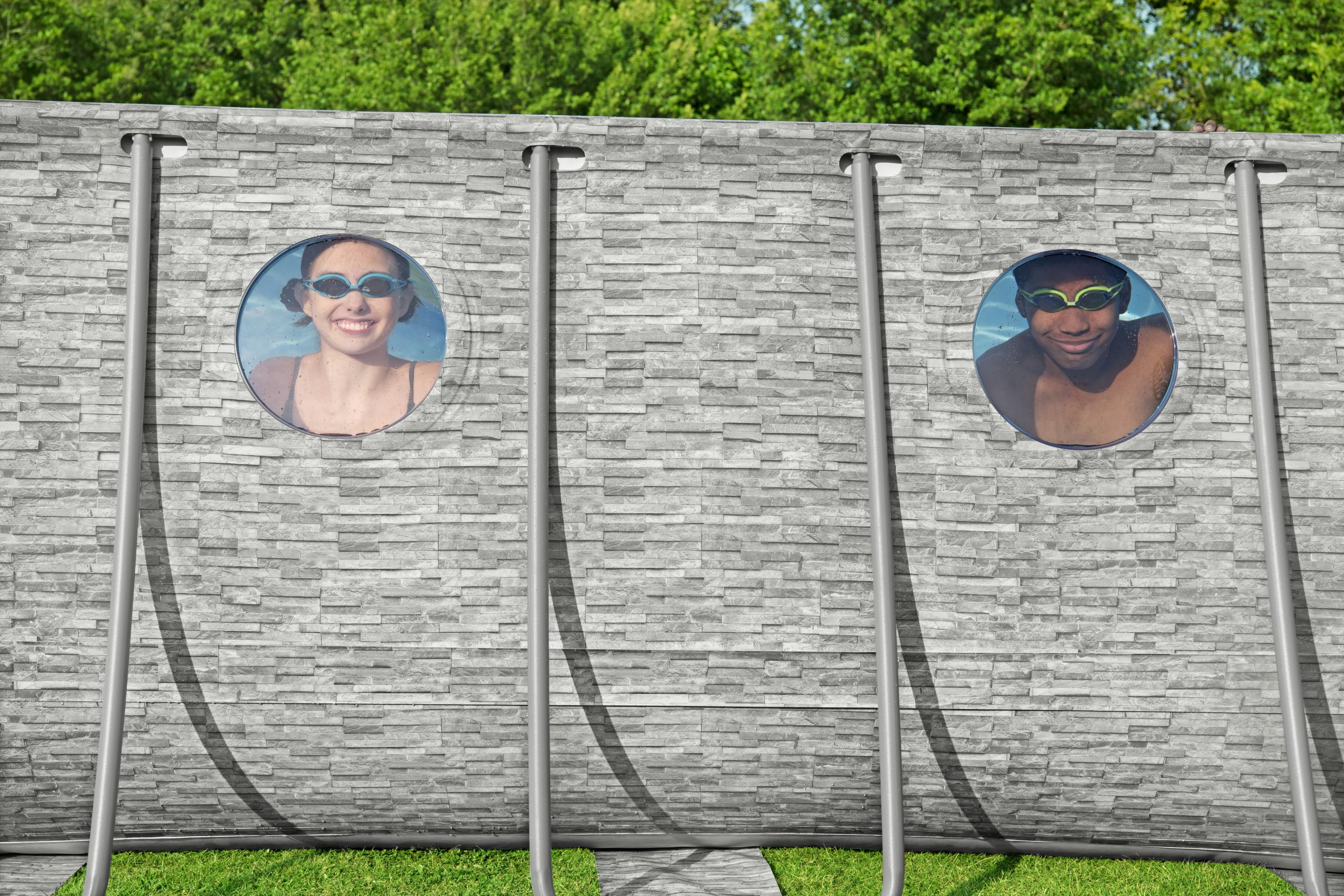 Piscina Ovale rattan con Oblò Power Steel Swim Vista 549x274x122 cm Bestway 56716