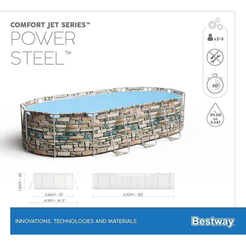 Piscina ovale Power Steel Comfort idromassaggio Jet 610X366X122 Bestway 56719